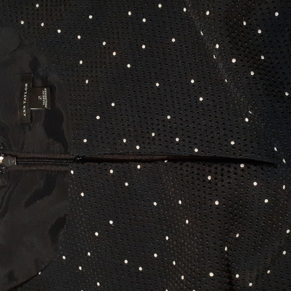 Ann Taylor Womens Dress Navy Blue Polka Dot Jacquard Sheath Cap Sleeve Scoop 2 - Picture 6 of 10